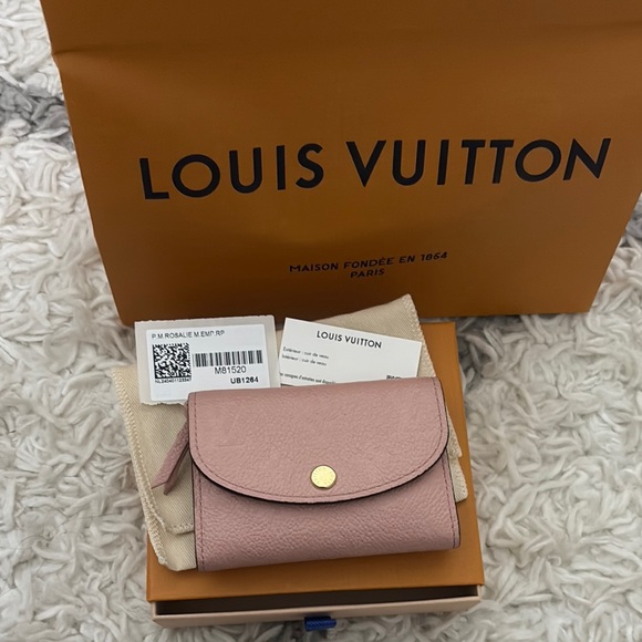 Louis Vuitton Handbags - Louis Vuitton Pink Compact Leather Wallet with Gold Button